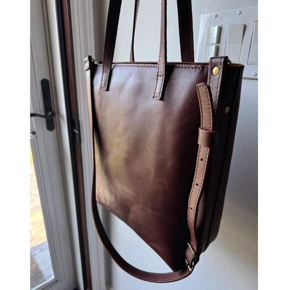 Portland Cognac Zippered Crossbody Tote - Picture 2 of 16